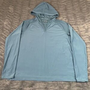 Eddie Bauer Womens Tall Large Blue V-Neck Pullover Hoodie Activewear Shirt AN280